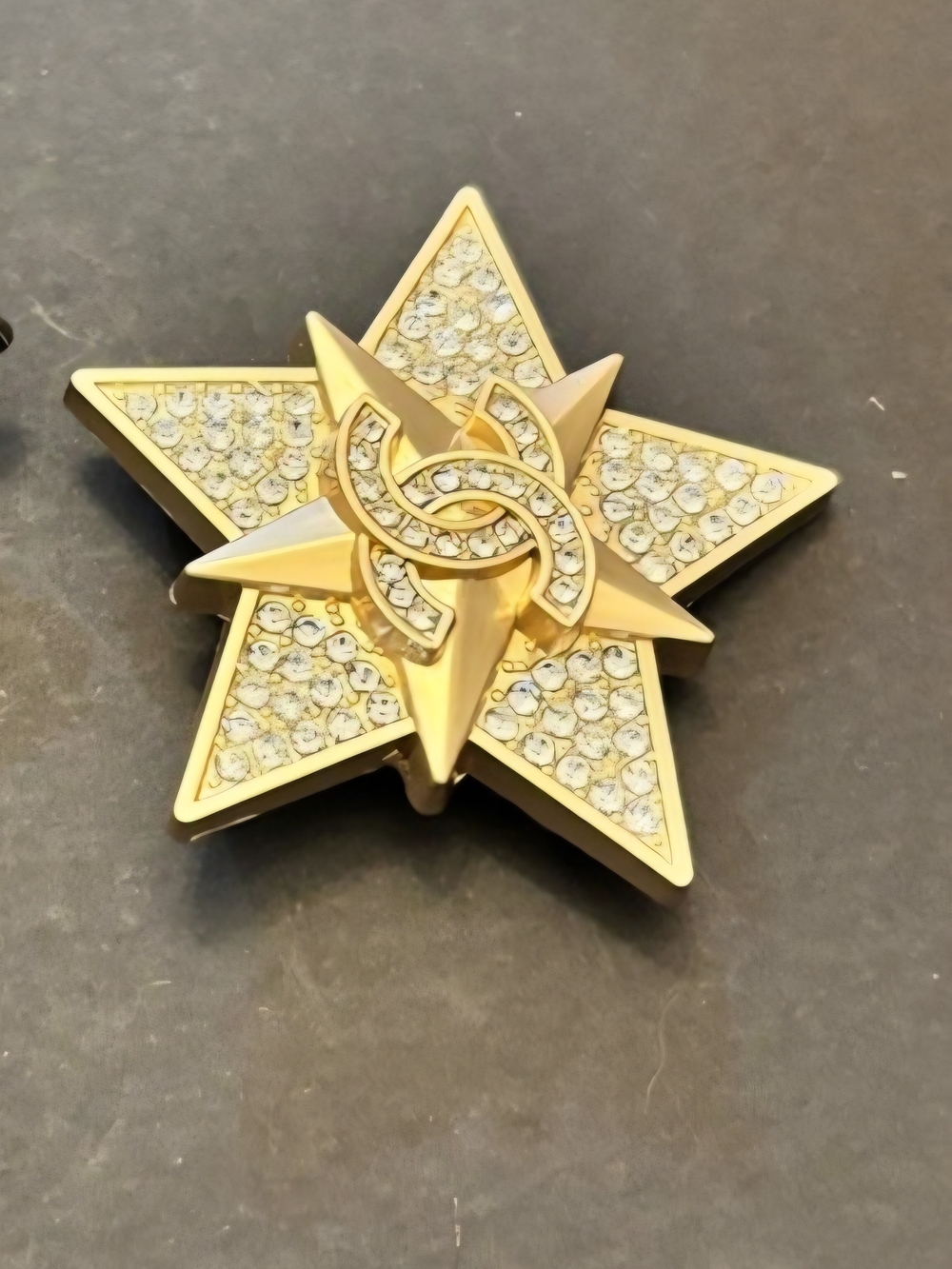 Gold Star Upcycle CC Crystal Pin Brooch - Designer Style
